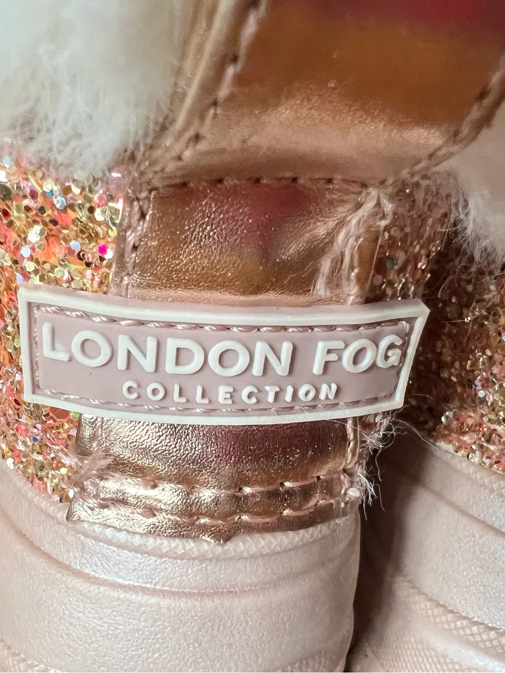London Fog Girls Pink Glitter Faux-Fur Winter Boots